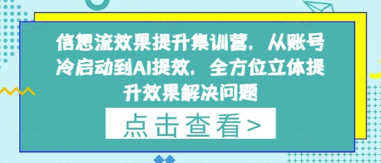 信息流效果提升集训营，从账号冷启动到AI提效，全方位立体提升效果解决问题-南风轻创