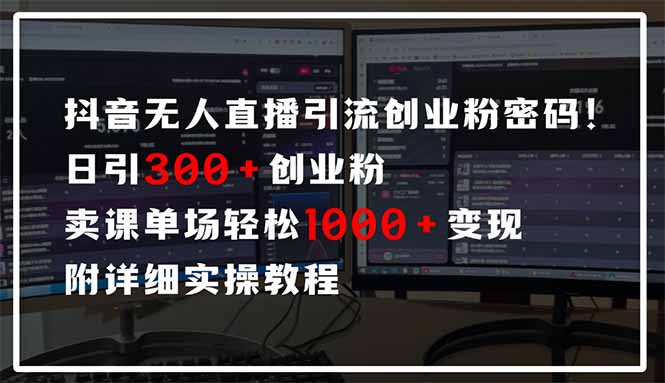抖音无人直播引流密码！日引300+创业粉 单场轻松1000+变现 附详细实操教程-南风轻创